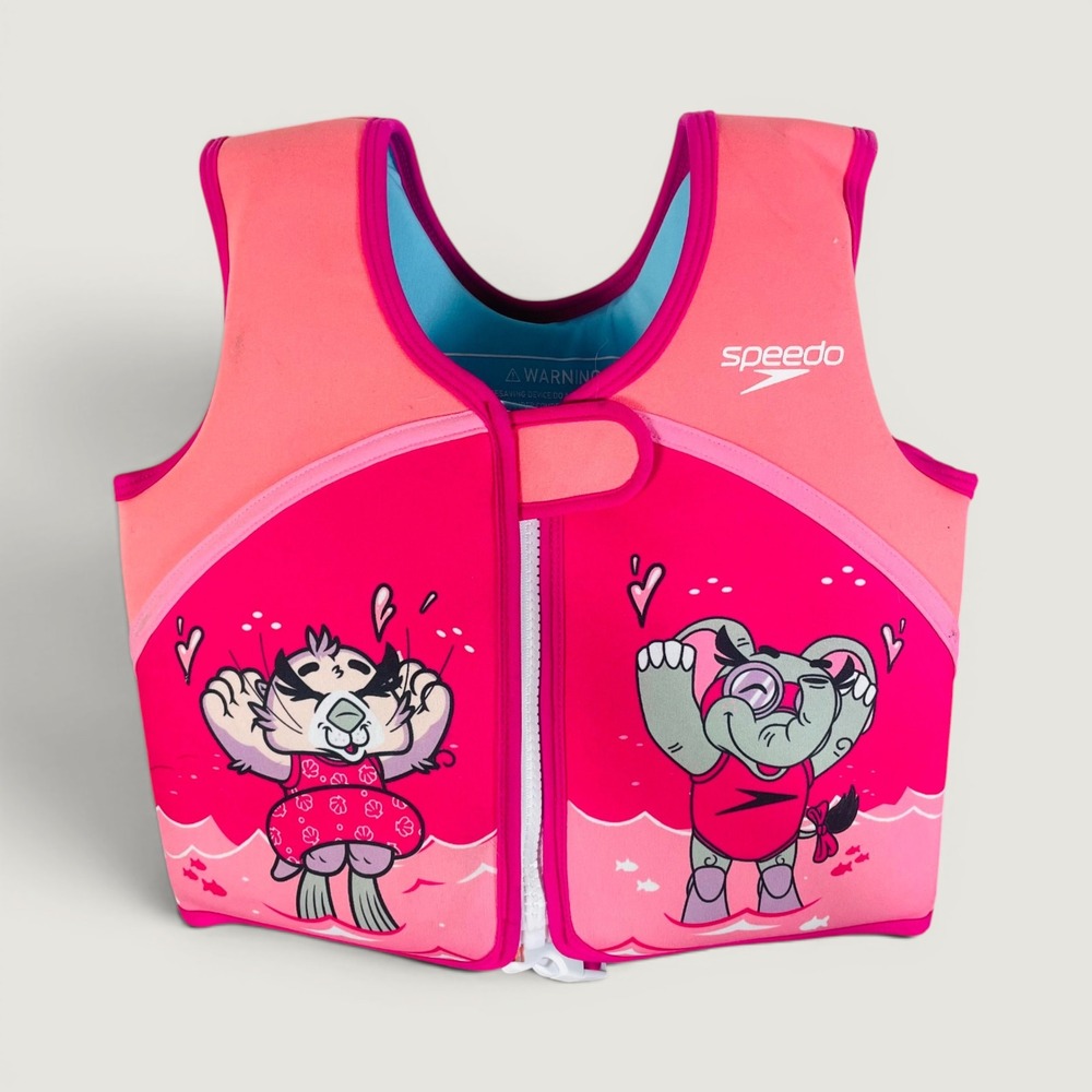 Speedo Youth Pink UPF 50+ Swim Vest Learn to Swim Flotation Jacket Cartoon Girls